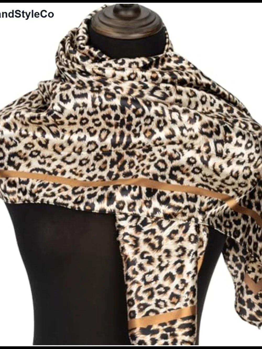 Vintage Leopard Print Square Scarf, 35x35 Silk Feeling Bandana, Neck & Head Wrap